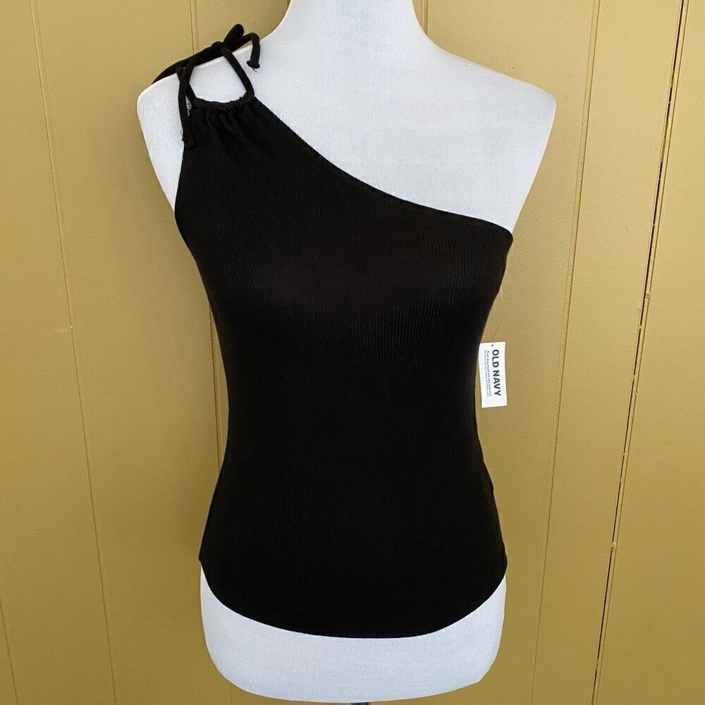 Old Navy women XS brand new one shoulder tank top black